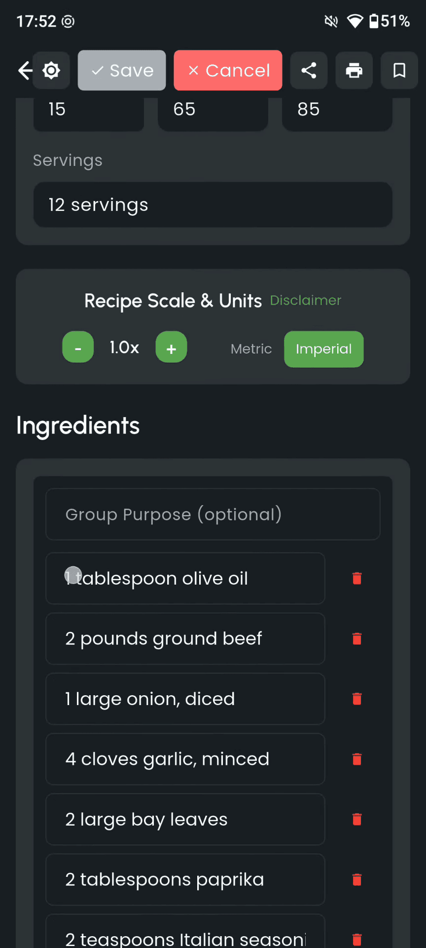 Edit Recipes
